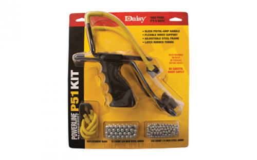 Daisy P51 Slingshot, Wrist Support, Includes Sling Shot, Replacement Band, 75CT-3/8 Steel Ammo, and 250CT-1/4 Steel Ammo 988153-442