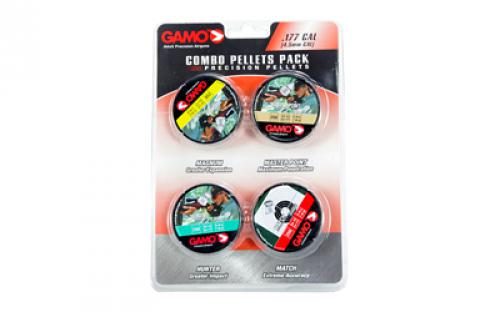 Gamo Combo Pack, Precision Pellets, .177 Pellets (Magnum, Master Point, Hunter, Match), Blister Card, 1000/Pack 632092954