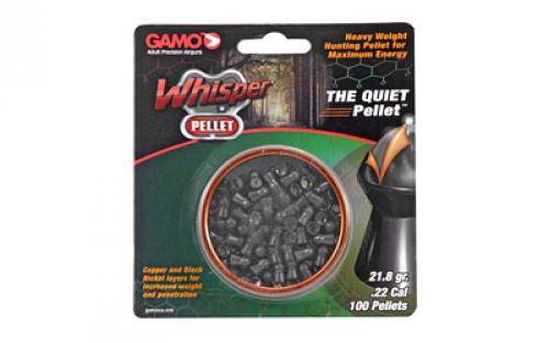 Gamo Whisper Pellet, .22 Pellet, Heavy Weight, Quiet, Blister Card, 100/Pack 632272354