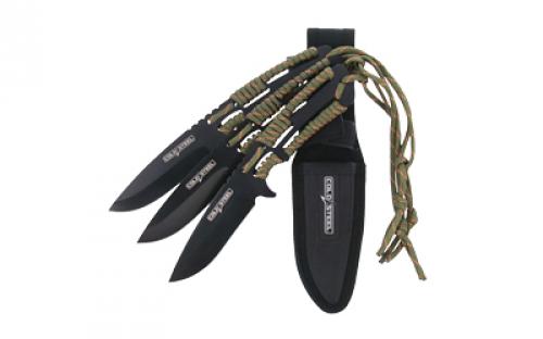 Cold Steel Throwing Knife Set of 3, Fixed Blade Knife, 4.4 Clip Point, Paracord Wrapped Handle, 4116 Stainless Steel, Nylon Sheath CS-TH-44KVD3PK