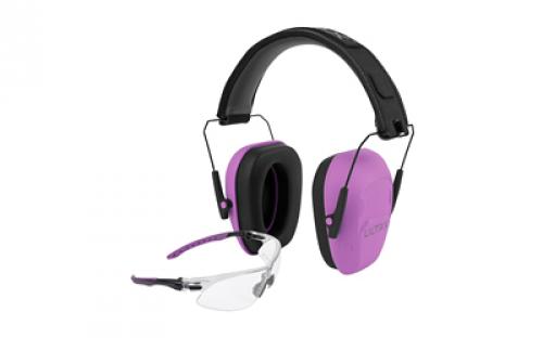 Allen ULTRX Hearing and Eye Combo, Shield Passive Earmuff, NRR 23dB, Plum, Anti-Fog/Anti-Scratch Shooting Glasses, Clear, ANSI Z58 and CE EN-Rated 4155