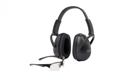 Allen ULTRX Hearing and Eye Combo, Sound Blocker Earmuff, NRR 23dB, Black, Impact Resistant Shooting Glasses, Clear, ANSI Z87.1+ 4158