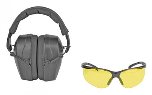 Champion Traps & Targets Shooting Combo Kit, Black Passive Earmuff, Amber Lens 40626