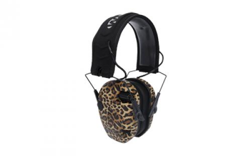 Walker's Razor Electronic Earmuff, Noise Reduction 23DB, Leopard Print, Black and Tan GWP-RSEM-LEO