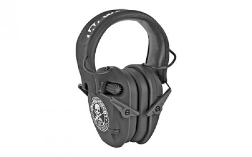 Walker's Razor, Freedom Slim Electronic Earmuff, 2nd Amendment Logo, Two Hi-Gain Omnidirectional Microphones, Low Noise/Frequency Tuned for Natural Sound Clarity, Hi-Def Sound Output w/ Audio Input Jack GWP-RSEMFS-2A