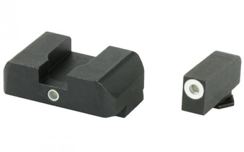 AmeriGlo I-Dot, Sight, 2 Dot, For Glock Gen 1-4 9mm/40S&W/380ACP and Gen 5 10mm/45ACP, Green w/White Outline, Front/Rear GL-101