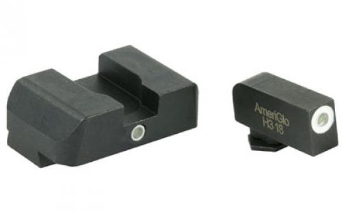 AmeriGlo I-Dot 2 Dot Sights for Glock 20,21,29,30,31,32,36, Green with White Outline, Front and Rear Sights GL-102