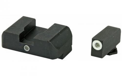 AmeriGlo I-Dot 2 Dot Sights for Glock 20,21,29,30,31,32,36, Green with White Outline, Front and Rear Sights GL-102