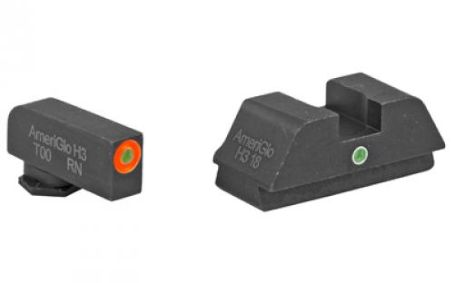 AmeriGlo I-Dot, Sight, Fits Glock 42 and 43, Green Tritium Orange Outline Front with Green Rear GL-205