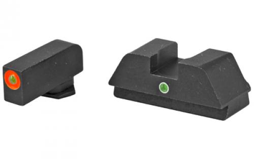 AmeriGlo I-Dot, Sight, Fits Glock 42 and 43, Green Tritium Orange Outline Front with Green Rear GL-205