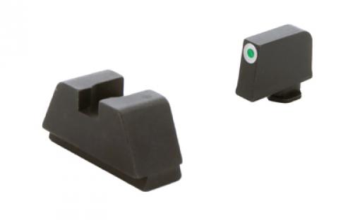 AmeriGlo Optic Compatible Sets for Glock, For Glock 43X/48 MOS, Green Tritium with White Outline, Black Rear, .220 Front and .295 Rear GL-480