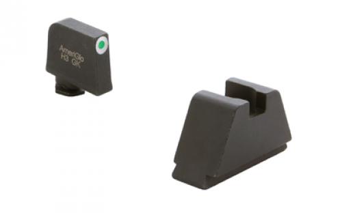 AmeriGlo Optic Compatible Sets for Glock, For All Glocks, 3XL Tall, Green Tritium with White Outline, .365 Front and .451 Rear, Black Rear Sight GL-491