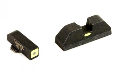 AmeriGlo Combative Application Pistol Sight for Glock 17,19,22,23,24,26,27,33,34,35,37,38,39, Green/Green, Green Tritium Front Sight with Lumi Outline, Rear Sight Lumi Horizontal Line in Center GL-614