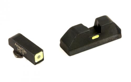 AmeriGlo CAP - Combative Application Pistol Sight, Fits Glock 20,21,29,30,31,32,36, Green/Green, Green Tritium Font Sight with Lumi Outline, Rear Sight With Lumi Horizontal Center Line GL-615