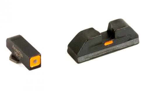 AmeriGlo CAP - Combative Application Pistol Sight, Fits Glock 17,19,22,23,24,26,27,33,34,35,37,38,39, Green/Orange, Green Tritium Front Sight With Orange LumiOutline, Rear Sight with Orange Lumi Horizontal Center Line GL-616