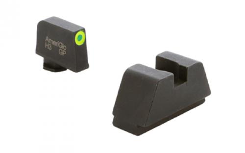 AmeriGlo Optic Compatible Sets for Glock, For Glock 43X/48 MOS, Green Tritium with LumiGreen Outline, Black Rear, .220 Front and .295 Rear GL-680