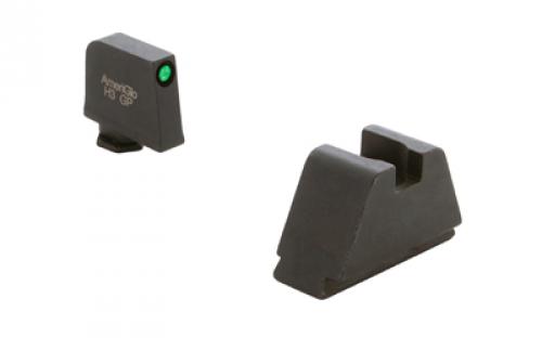 AmeriGlo Optic Compatible Sets for Glock, Fits All Glocks, 3XL Tall, Green Tritium with Black Outline, .365 Front and .451 Rear, Black Rear Sight GL-811