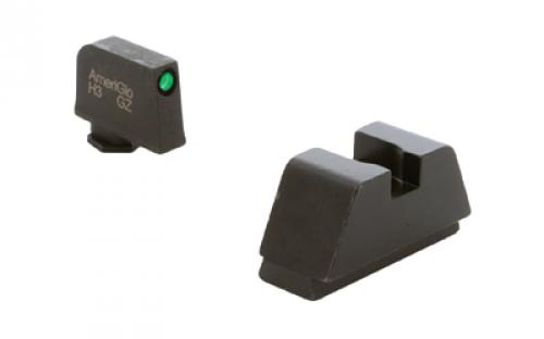 AmeriGlo Optic Compatible Sets for Glock, For Glock 43X/48 MOS, Green Tritium with Black Outline, Black Rear, .220 Front and .295 Rear GL-880