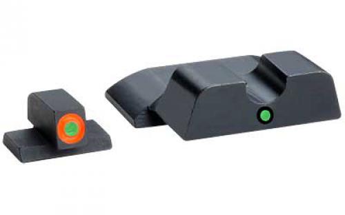 AmeriGlo Pro i-Dot, 2 Dot Complete Set, Tritium Night Sight, Fits S&W Shield, Green/Orange, Front/Rear Sights SW-245