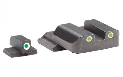 AmeriGlo Bowie Tactical 3 Dot Sights for All S&W M&P (Except Pro & L Models), Green with White Outline, Front and Rear Sights SW-801