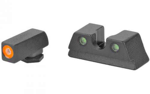 Meprolight Hyper-Bright, Tritium Sight Set, Orange Front/Green Rear, For Glock 42, 43, 43X and 48 0402203131