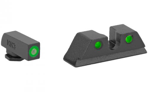 Meprolight Hyper-Bright, Tritium Sight Set, Green Front/Green Rear, Fits Taurus G3C 0465003111