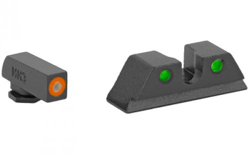 Meprolight Hyper-Bright, Tritium Sight Set, Orange Front/Green Rear, Fits Taurus G3C 0465003131