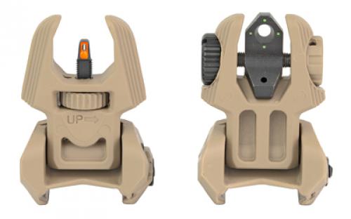 Meprolight FRBS, Flip Backup Sights, 4 Dot Rear, Orange Hyper Bright Front, Fits Picatinny Rail, FDE 403440