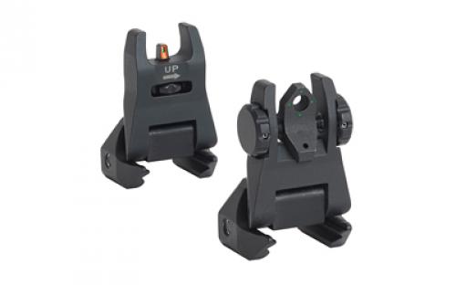 Meprolight Aluminum Flip Backup Sights, 4 Dot Rear, Orange Hyper Bright Front, Fits Picatinny Rail, Black 404200