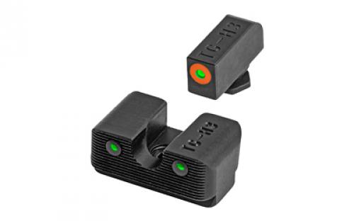 Truglo Tritium Pro Brite Site Day/Night Sight Set For Glock 17/17L/19/22/23/24/26/27/33/34/35/38/39/45, Front Sight Color Green W/ Orange Focus Lock Ring, Rear Sight Green, Glows In The Dark No Batteries Or Light Exposure Required TG-TG231G1C