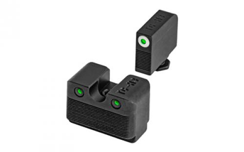 Truglo Tritium Pro Brite Site Day / Night Sight Set For Glock Low M.O.S., Front Sight Color Green W/ Orange Focus Lock Ring, Rear Sight Green, Glows In The Dark No Batteries Or Light Exposure Required TG-TG231G1MW