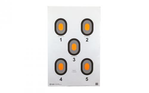 Action Target Bulls-Eye, Five Bullseye Target w/Orange Center, 100 Per Box 530-OC-100