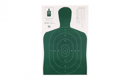 Action Target Action Target, B-27E Economy Target, Green Silhouette Cut Off Below Ring 7, 23x35, 100 Per Box B-27EGREEN-100