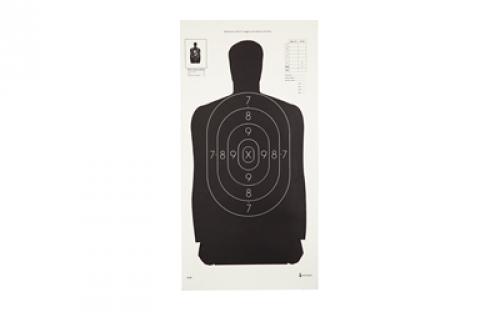 Action Target B-29 Qualification Target, 50 Foot Reduction Of B-27 Police Silhouette, Black, 11.5x22, 100 Per Box B-29-100