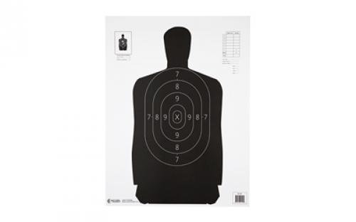 Action Target B-34 Qualification Target, 25 Yard Reduction Of B-27 Police Silhouette, Black, 17.5x23, 100 Per Box B-34-100