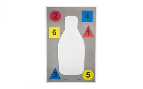 Action Target DT-ANTQ-A Anatomy And Command Training Multi Purpose Target, FBI-Q Target, Vital Anatomy And Shapes, Black/Red/Blue/Yellow, 23x35, 100 Per Box DT-ANTQ-A-100