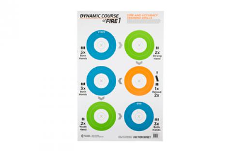 Action Target GS-DCFIRE1, Game Series, Dynamic Course Of Fire 1 Target, Blue/Green/Orange, 23x35, 100 Per Box GS-DCFIRE1-100