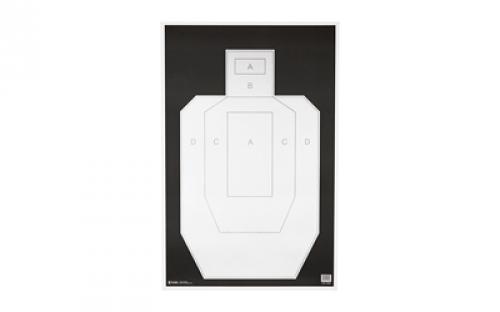 Action Target IPSC/PBKB, Unofficial IPSC Practice Target, High Visibility Black Background On White Paper, 23x35, 100 Per Box IPSC-PBKB-100