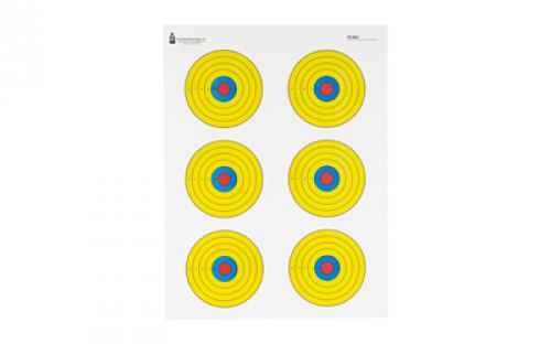 Action Target Action Target, PR-BE6, High Visibility Fluorescent Yellow, 6 Bull's-Eye Target, Blue/Red/Yellow, 17.5x23, 100 Per Box PR-BE6-100