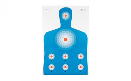 Action Target PR-CQ1, High Visibility Fluorescent Target, Modified B-27 Target, Black/Blue/Red, 23x35, 100 Per Box PR-CQ1-100