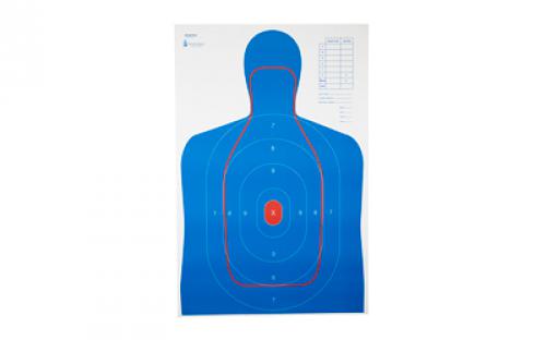 Action Target RC-B27E-Q, B-27E And FBI Q Combination Target, Blue/Red, 23x35, 100 Per Box RC-B27E-Q-100