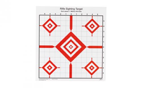 Action Target SI-13, Advanced Rifle Sighting Target, 1.047 Inch Grid Pattern, Black/Red, 14x15, 100 Per Box SI-13-100