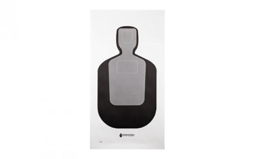 Action Target TQ-19, Standard Qualification Target, 25-Yard Silhouette In Black And Gray, 24x45, 100 Per Box TQ-19-100