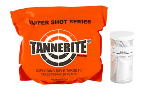 Tannerite Sniper Shot, (4) 5lb., (40) Target Pouches, (1) mixing jar, (1) prepacked silver catalyst, (1) earplugs PP40