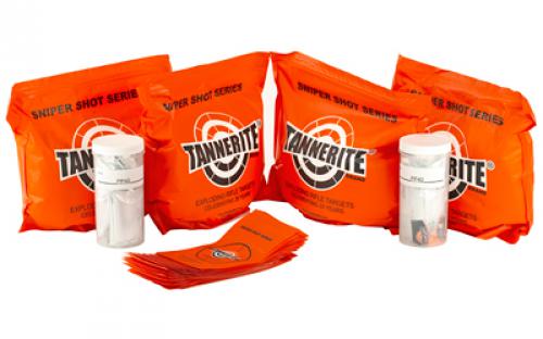 Tannerite Sniper Shot, (4) 5lb., (40) Target Pouches, (1) mixing jar, (1) prepacked silver catalyst, (1) earplugs PP40