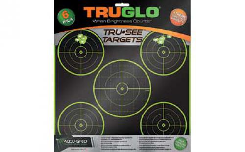 Truglo Tru-See, Target, 12X12, 5-Bullseye, Green, Self-adhesive, 6 Targets TG-TG11A6