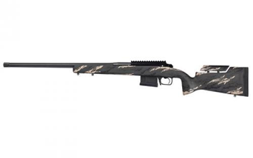 Aero Precision SOLUS Hunter, Bolt Action Rifle, 6.5 Creedmoor, 24 Fluted Barrel, Threaded 5/8x24, Cerakote Finish, Black, Carbon Fiber Stock with Black and Tan Tiger Stripe Pattern, 5 Rounds, 1 AICS Magazine APBR01040004