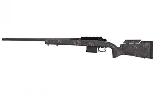 Aero Precision SOLUS Hunter, Bolt Action Rifle, 6.5 Creedmoor, 24 Fluted Barrel, Threaded 5/8x24, Cerakote Finish, Black, Carbon Fiber Stock in Kodiak Brown with Green and Tan Sponge Pattern, 5 Rounds, 1 AICS Magazine APBR01040006