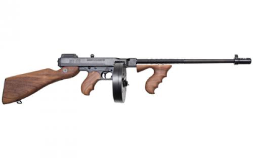 Auto Ordnance 1927A1 Deluxe, Semi-automatic Rifle, 45ACP, 18" Barrel, Blued Finish, Black, Walnut Stock, Adjustable Sights, 100 Rounds, 1 Drum Magazine, Carry Case T1100D