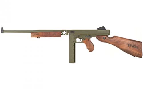 Auto Ordnance M1 Tanker, Semi-automatic Rifle, 45ACP, 16.5 Barrel, Cerakote Finish, Olive Drab Green, Walnut Fixed Stock with U.S. Logo and Horizontal Foregrip, Blade Front Sight & Fixed Battle Rear Sight, (1) 30 Round Magazine and (1) 20 Round Magazine, BLEM (Damaged Packaging) TM1C1